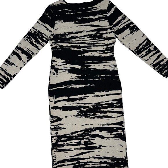 APRICOT Scenic Midi Knitted Dress. Size: 10 Color: Black And Cream - Picture 5 of 10